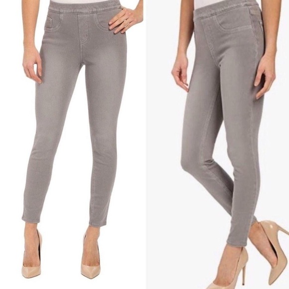 SPANX GRAY LEGGINGS HIGH RISE CROP ANKLE WOMENS SIZE L - Picture 1 of 5